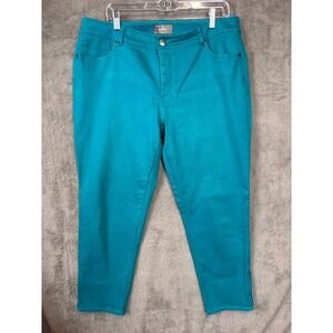 Chicos So Slimming Brigitte Ankle Pants Teal Blue Slim Leg Womens‎ Size 2.5 L XL